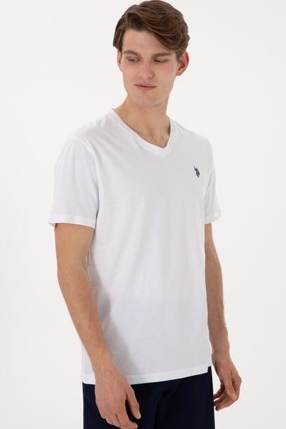 Erkek Regular Fit V Yaka Siyah Basic Tişört