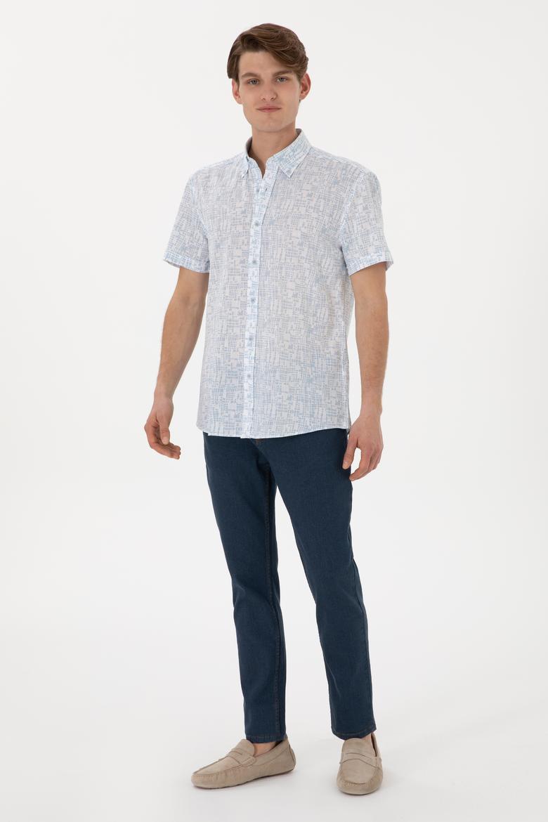 Erkek Açık Mavi Kısa Kollu Gömlek - 50300425018