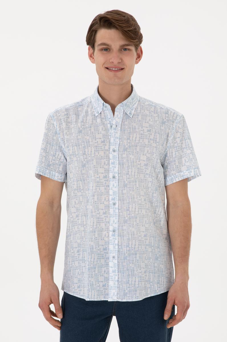 Erkek Açık Mavi Kısa Kollu Gömlek