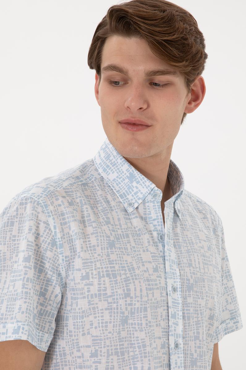 Erkek Açık Mavi Kısa Kollu Gömlek