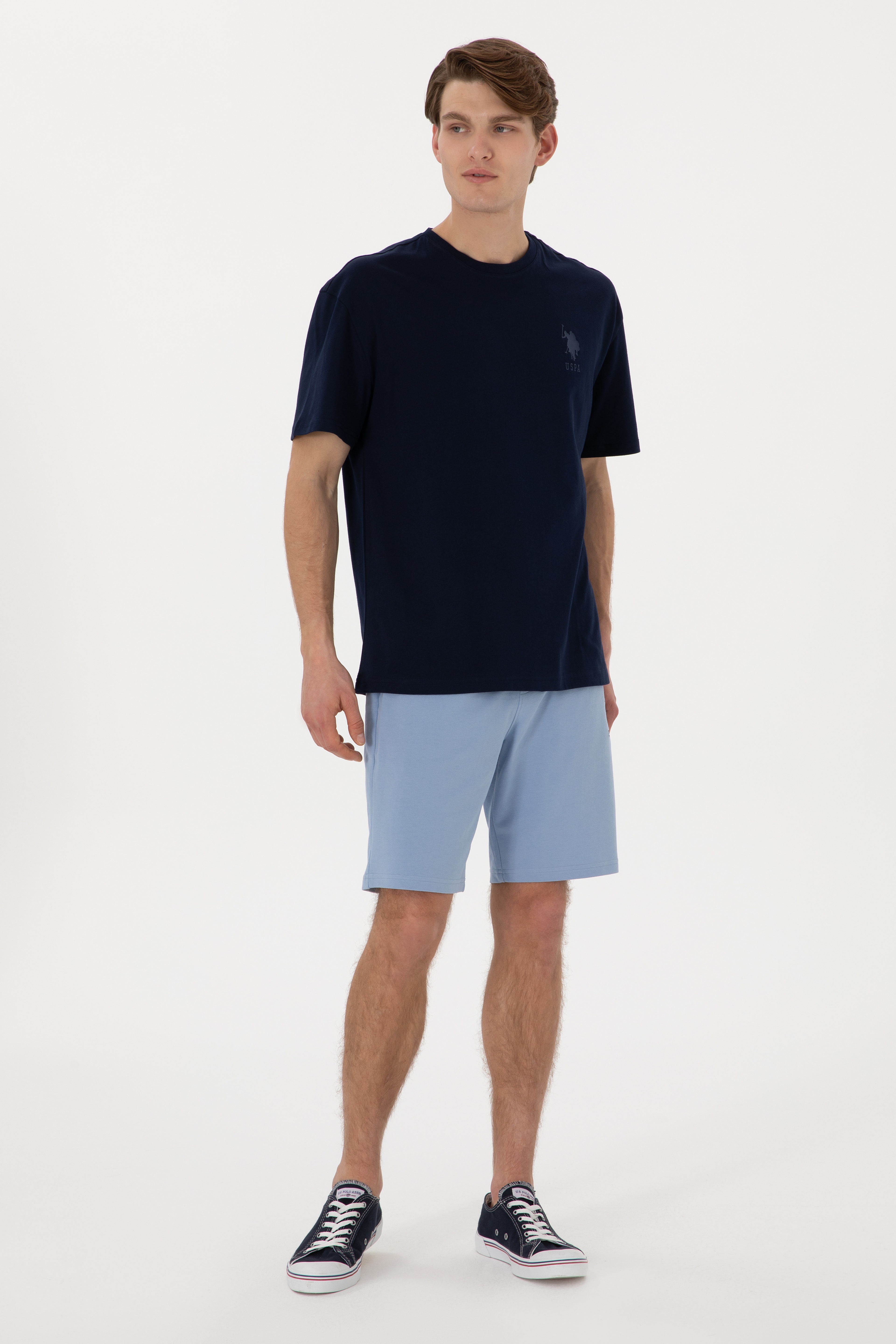 Erkek Comfort Fit Bisiklet Yaka Lacivert Tişört - Image 4