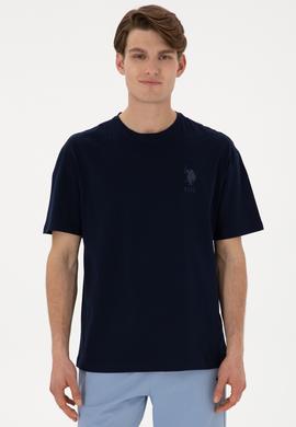 Erkek Comfort Fit Bisiklet Yaka Lacivert Tişört - 50305873006