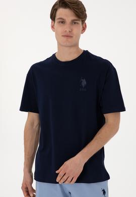 Erkek Comfort Fit Bisiklet Yaka Lacivert Tişört - 50305873006