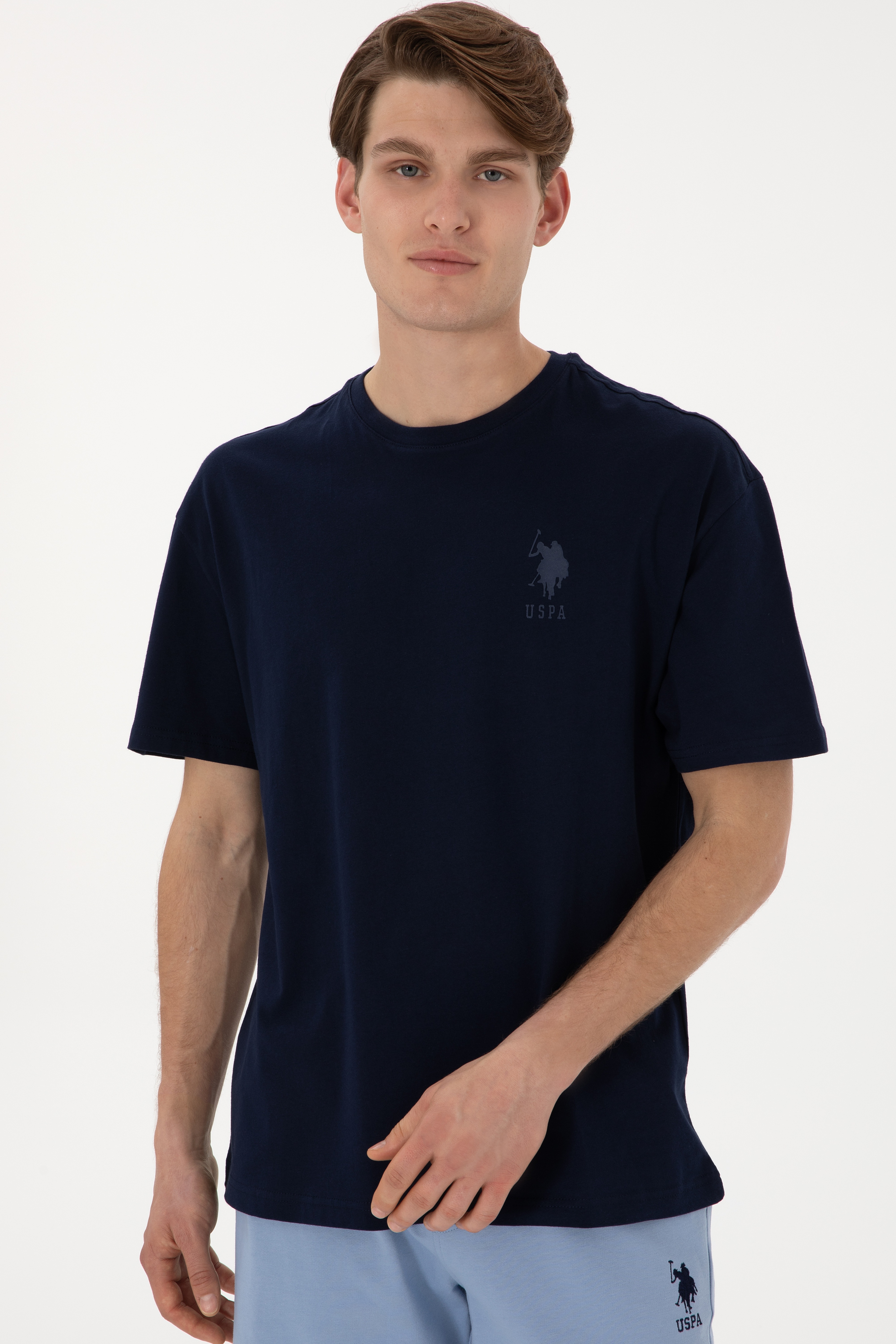 Erkek Comfort Fit Bisiklet Yaka Lacivert Tişört