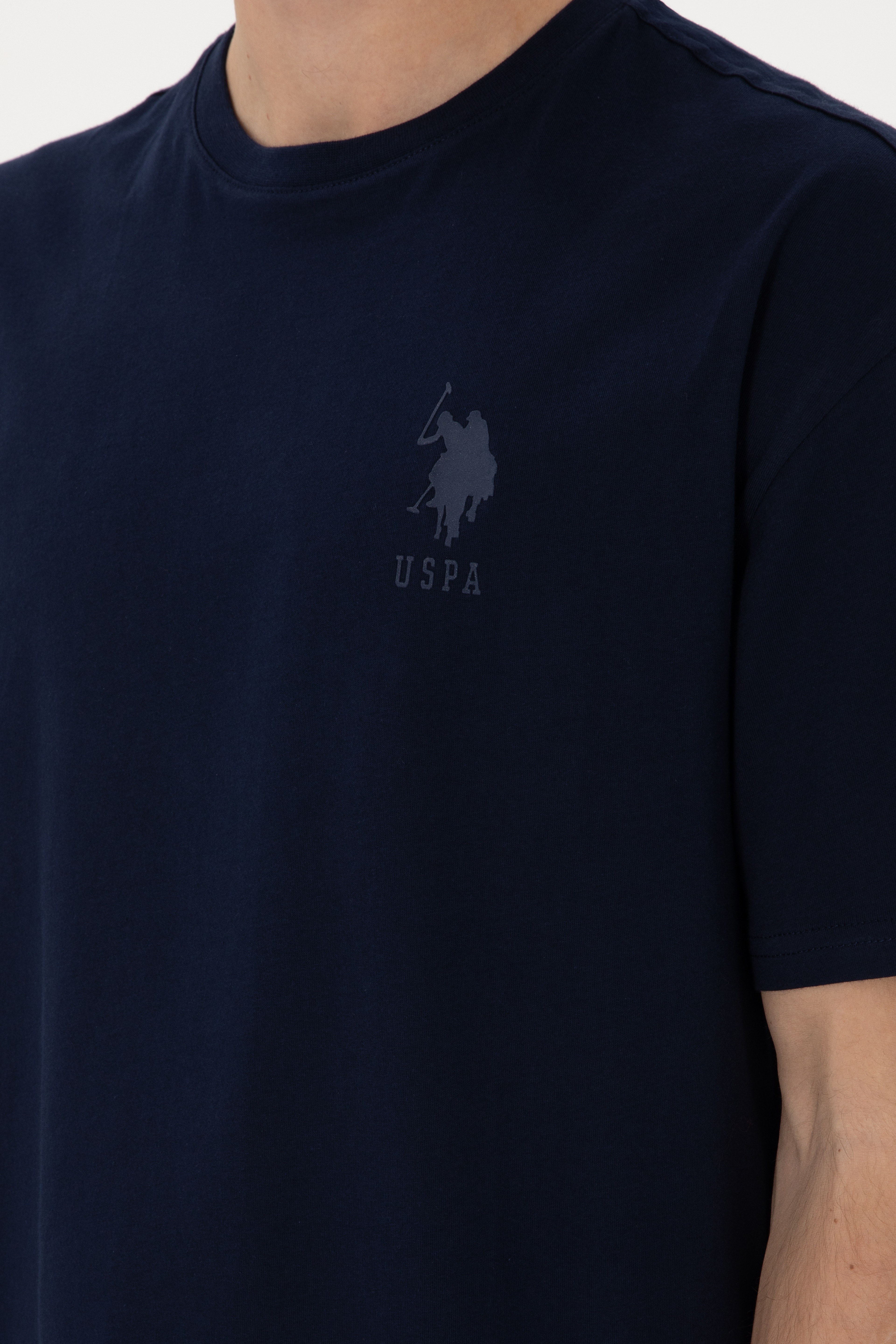Erkek Comfort Fit Bisiklet Yaka Lacivert Tişört - Image 7