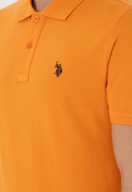 Erkek Slim Fit Polo Yaka Turuncu Basic Tişört - 50297984247