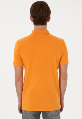 Erkek Slim Fit Polo Yaka Turuncu Basic Tişört - 50297984247