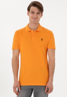 Erkek Slim Fit Polo Yaka Turuncu Basic Tişört - 50297984247