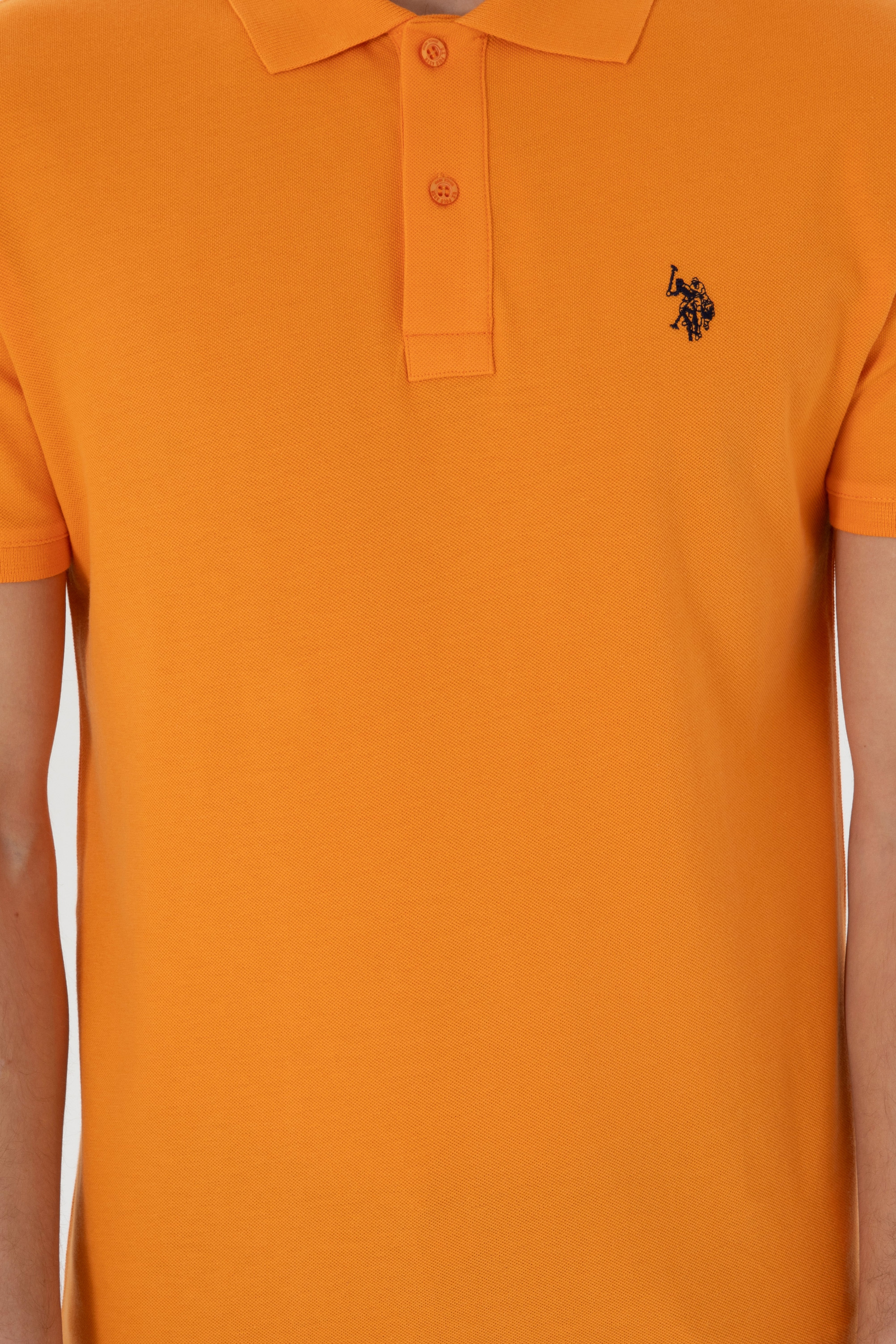 Erkek Slim Fit Polo Yaka Turuncu Basic Tişört - Image 6