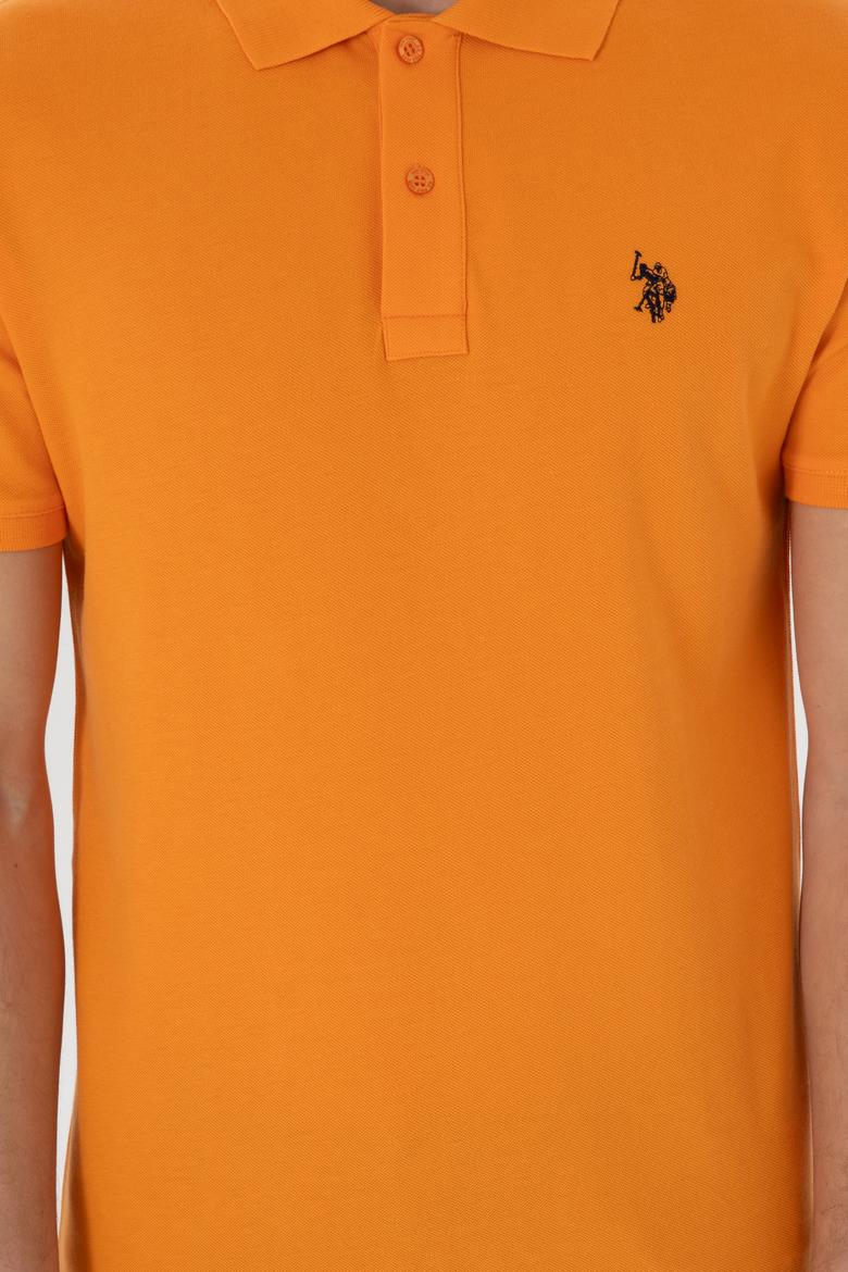 Erkek Slim Fit Polo Yaka Turuncu Basic Tişört - 50297984247