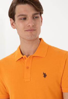 Erkek Slim Fit Polo Yaka Turuncu Basic Tişört - 50297984247
