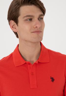 Erkek Slim Fit Polo Yaka Kırmız Basic Tişört - 50297984384