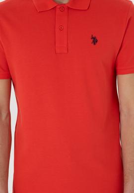 Erkek Slim Fit Polo Yaka Kırmız Basic Tişört - 50297984384