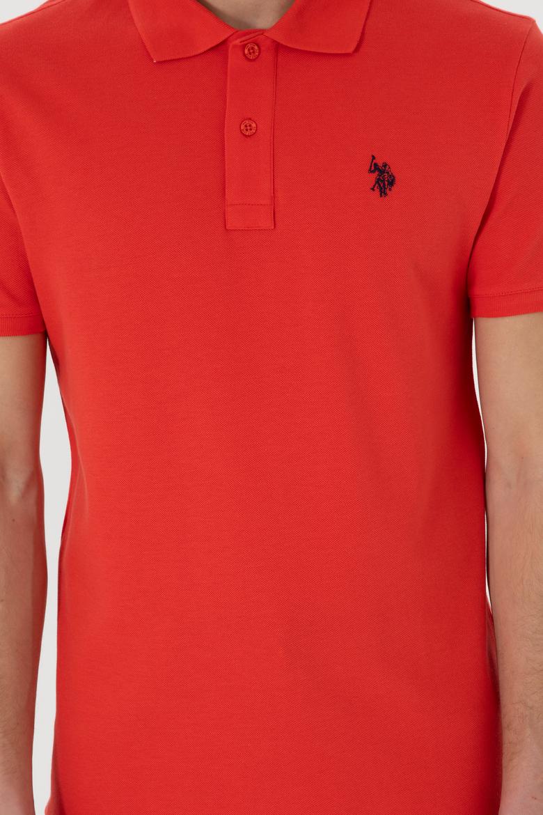 Erkek Slim Fit Polo Yaka Kırmız Basic Tişört - 50297984384