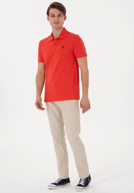 Erkek Slim Fit Polo Yaka Kırmız Basic Tişört - 50297984384