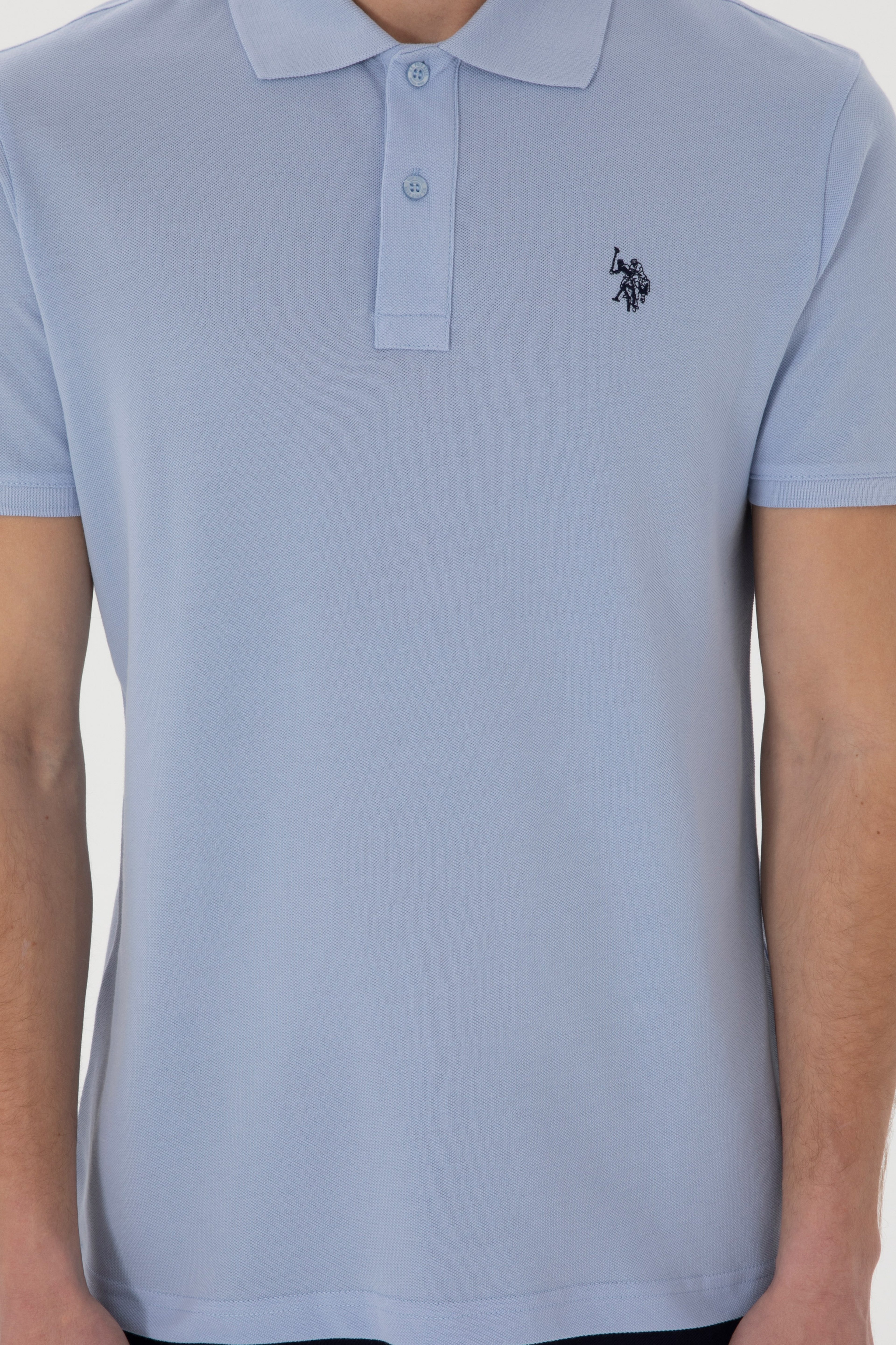 Erkek Slim Fit Polo Yaka Açık Mavi Basic Tişört - Image 6