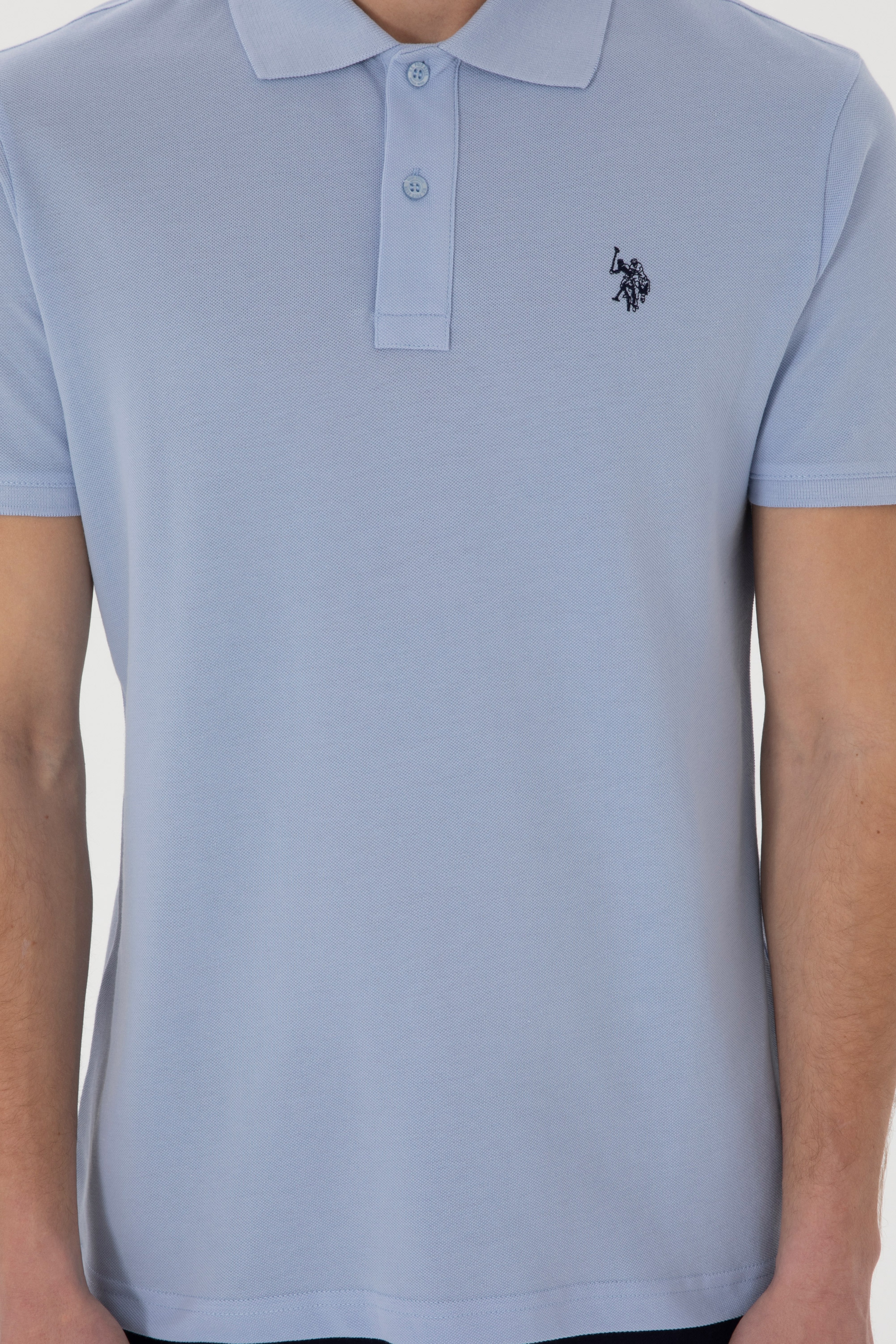 Erkek Slim Fit Polo Yaka Açık Mavi Basic Tişört