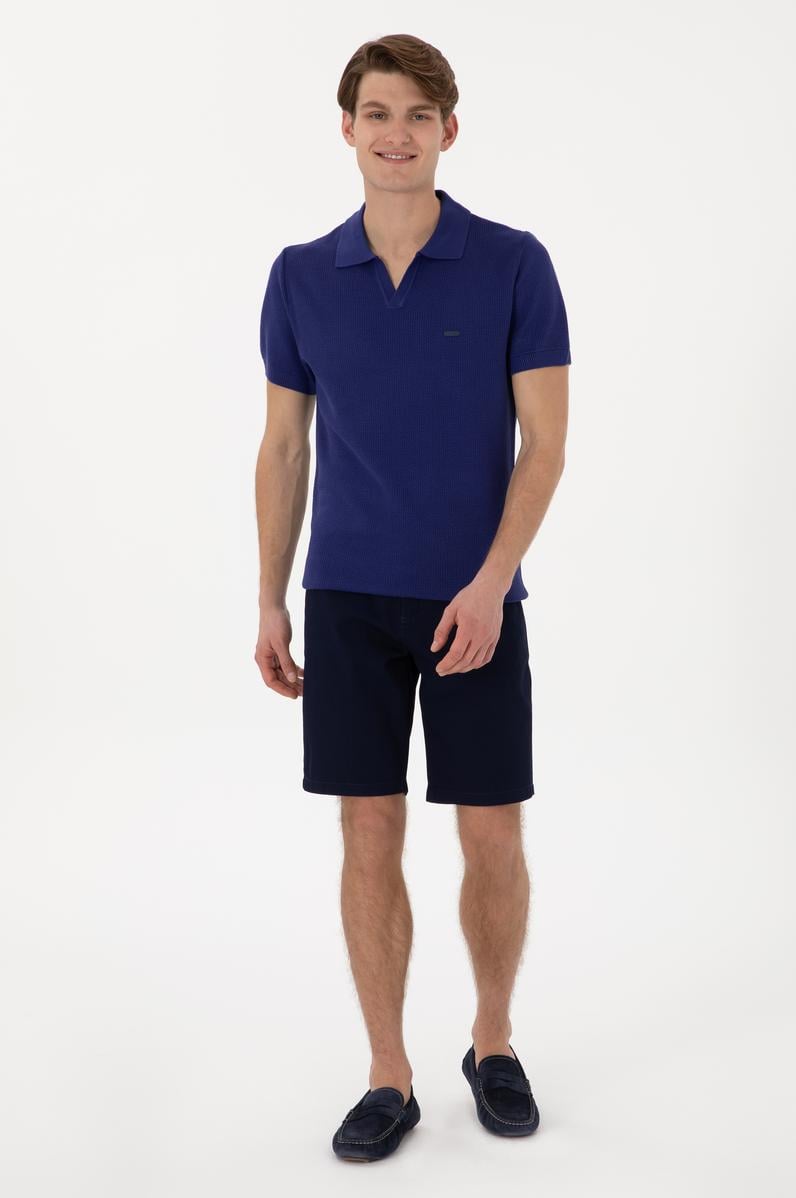 Erkek Lacivert Dokuma Şort