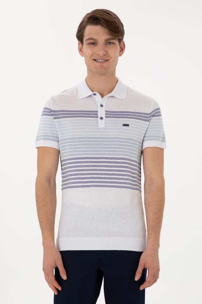 Erkek Slim Fit Polo Yaka İndigo Tişört