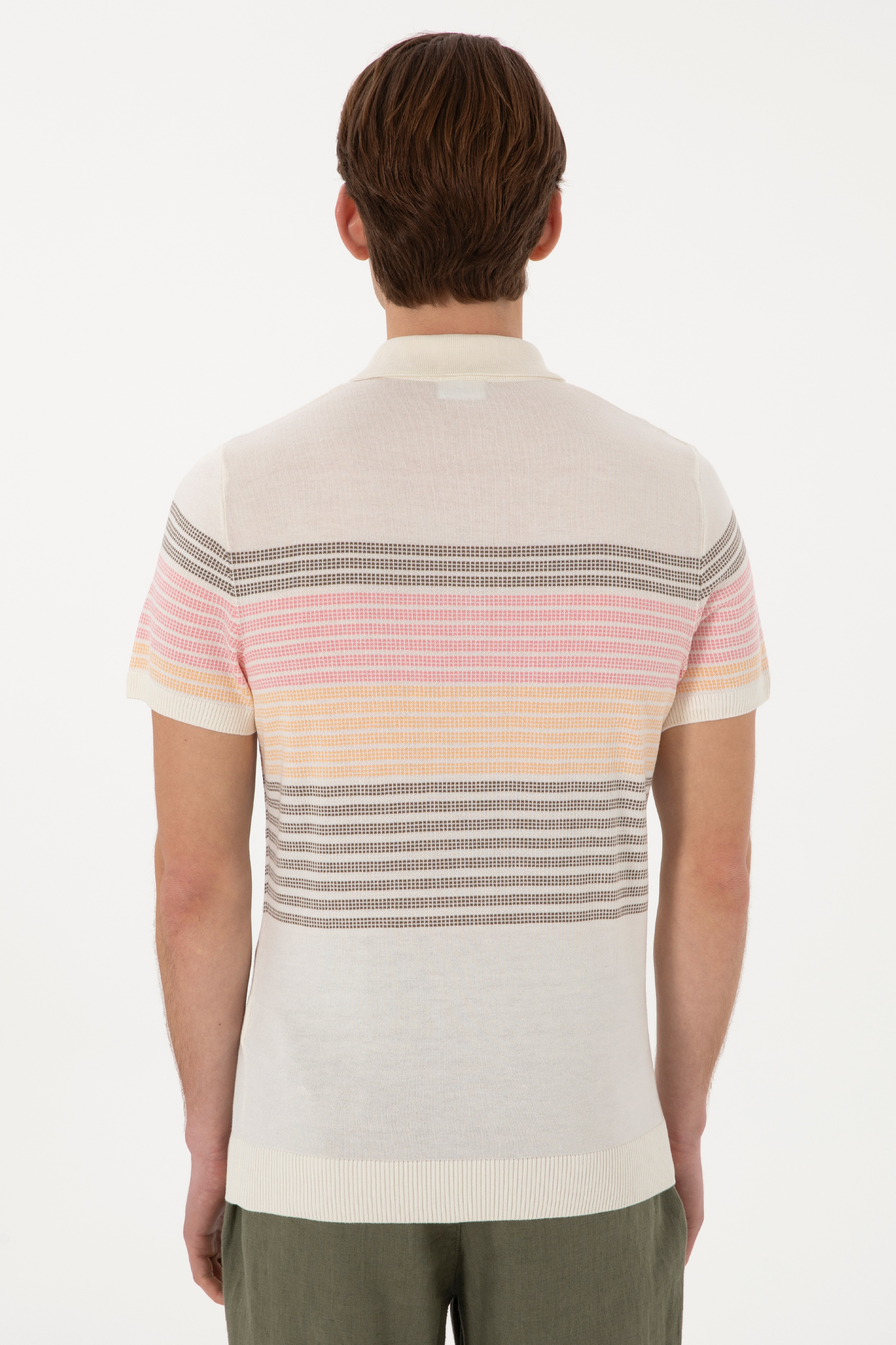 Erkek Slim Fit Polo Yaka Vizon Tişört - Image 5