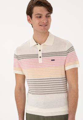 Erkek Slim Fit Polo Yaka Vizon Tişört - 50299410023