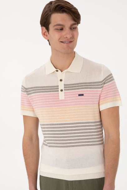 Erkek Slim Fit Polo Yaka Vizon Tişört