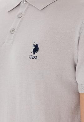 Erkek Slim Fit Polo Yaka Açık Gri Tişört - 50299359044