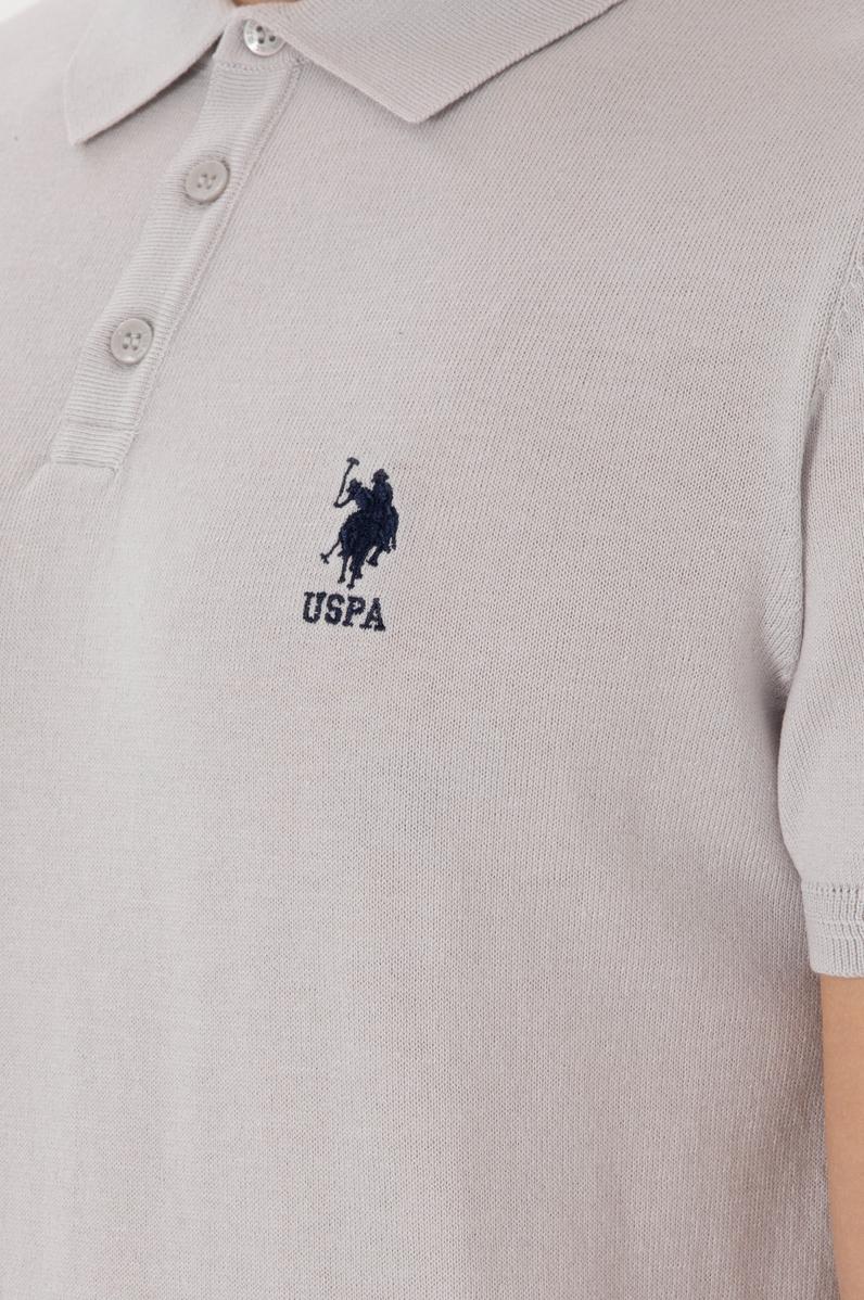 Erkek Slim Fit Polo Yaka Açık Gri Tişört