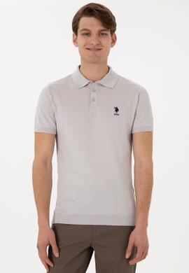 Erkek Slim Fit Polo Yaka Açık Gri Tişört - 50299359044