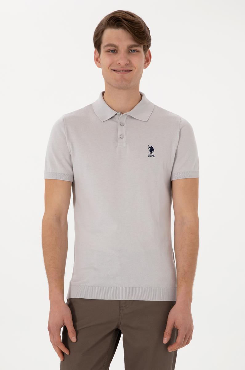 Erkek Slim Fit Polo Yaka Açık Gri Tişört