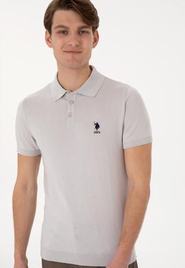 Erkek Slim Fit Polo Yaka Açık Gri Tişört - 50299359044