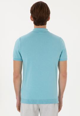 Erkek Slim Fit Polo Yaka Aqua Tişört - 50299359032