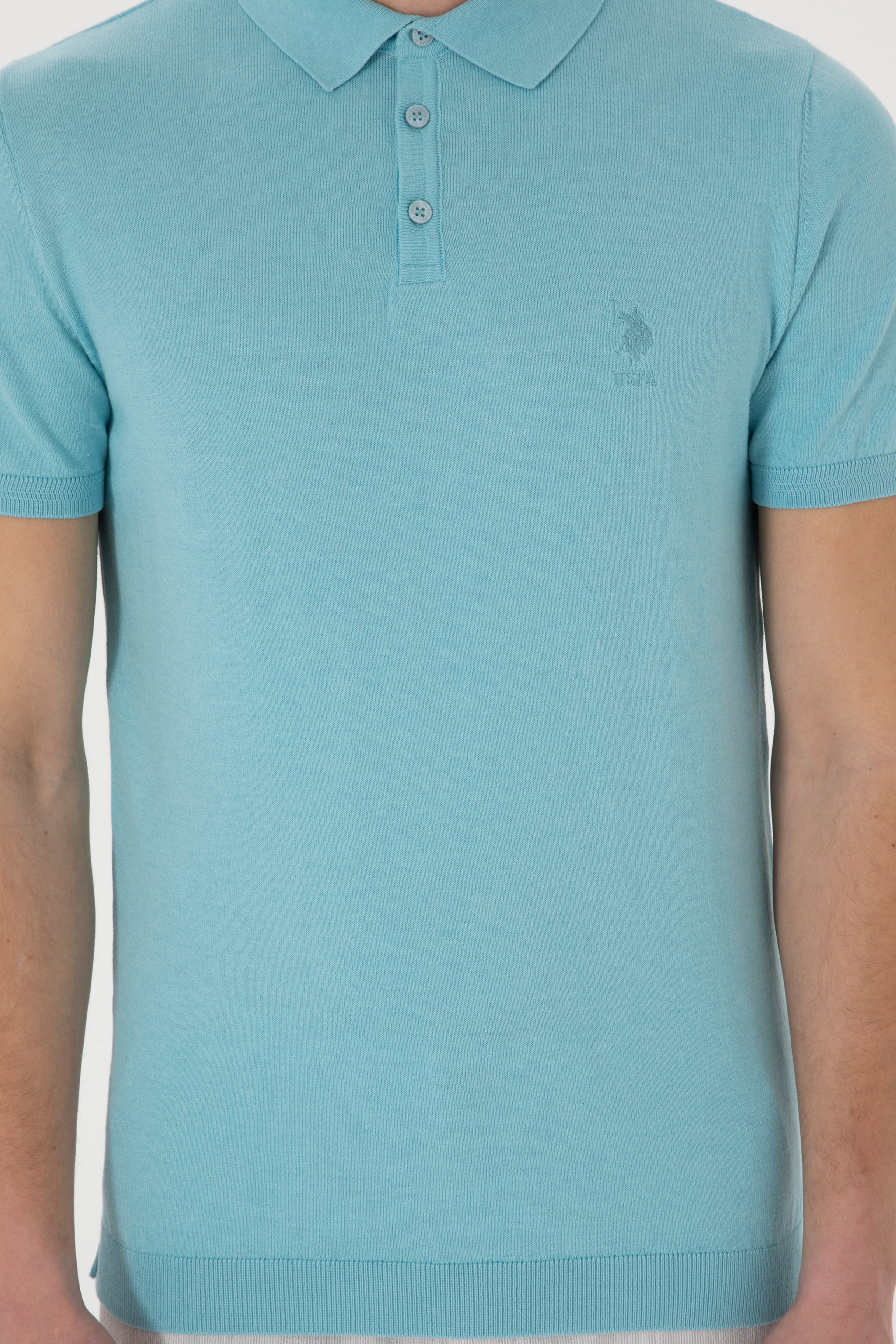 Erkek Slim Fit Polo Yaka Aqua Tişört - Image 6