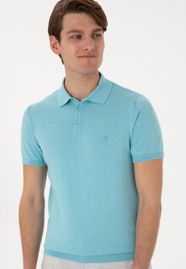 Erkek Slim Fit Polo Yaka Aqua Tişört - 50299359032