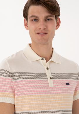 Erkek Slim Fit Polo Yaka Vizon Tişört - 50299410023