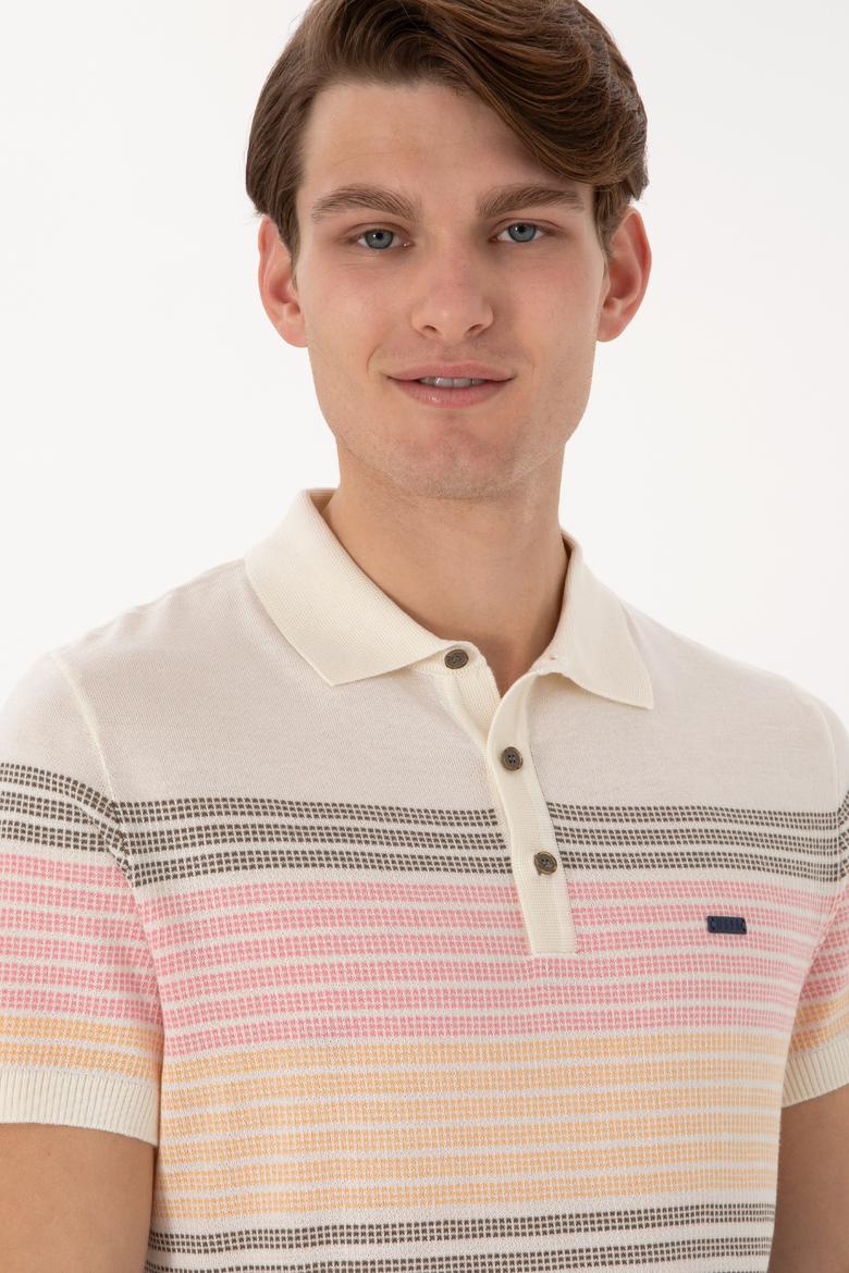 Erkek Slim Fit Polo Yaka Vizon Tişört - 50299410023