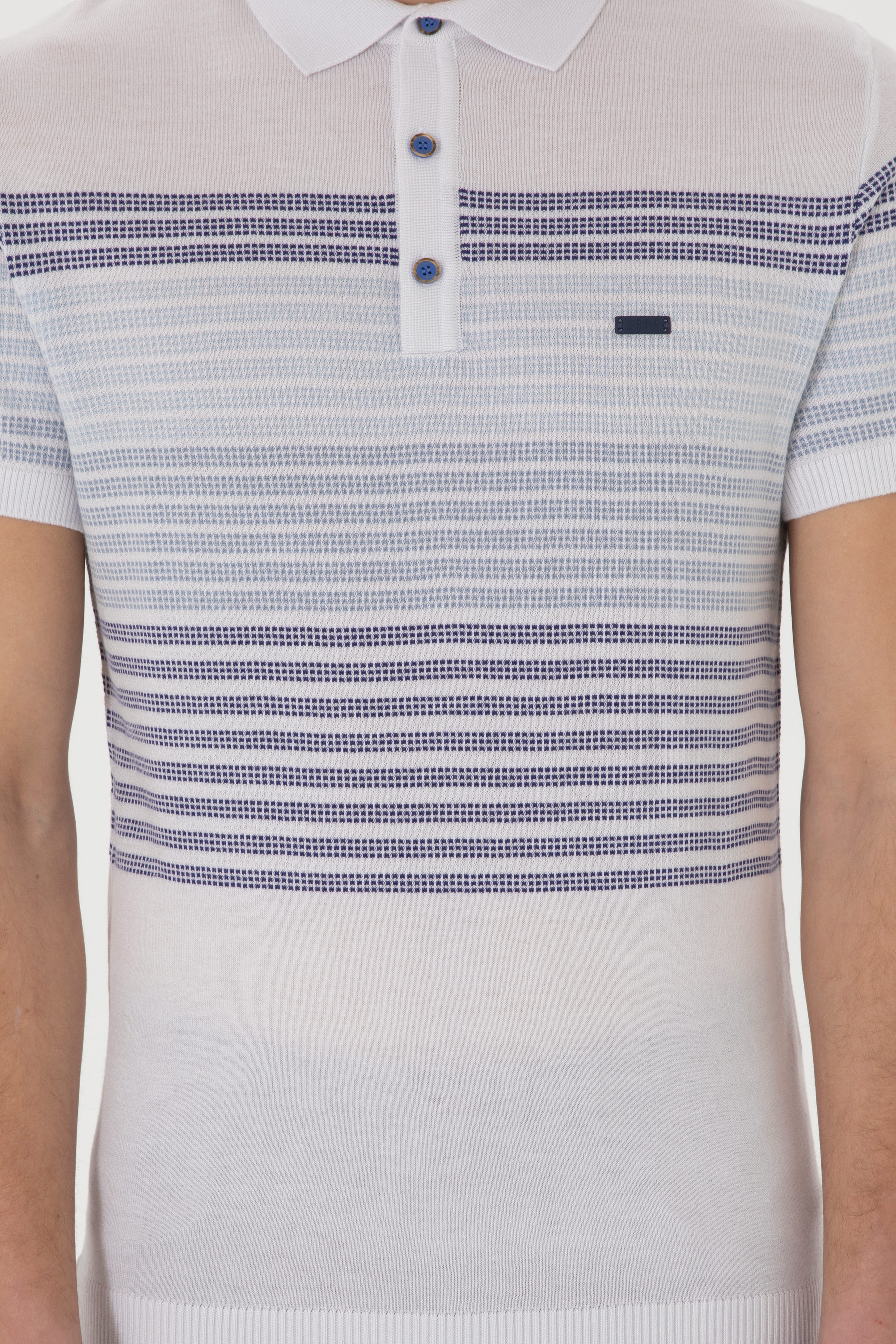 Erkek Slim Fit Polo Yaka İndigo Tişört - Image 6