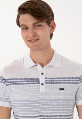 Erkek Slim Fit Polo Yaka İndigo Tişört - 50299410005