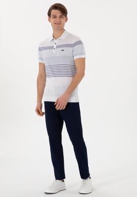 Erkek Slim Fit Polo Yaka İndigo Tişört - 50299410005