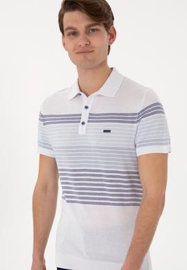 Erkek Slim Fit Polo Yaka İndigo Tişört - 50299410005