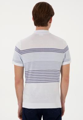 Erkek Slim Fit Polo Yaka İndigo Tişört - 50299410005