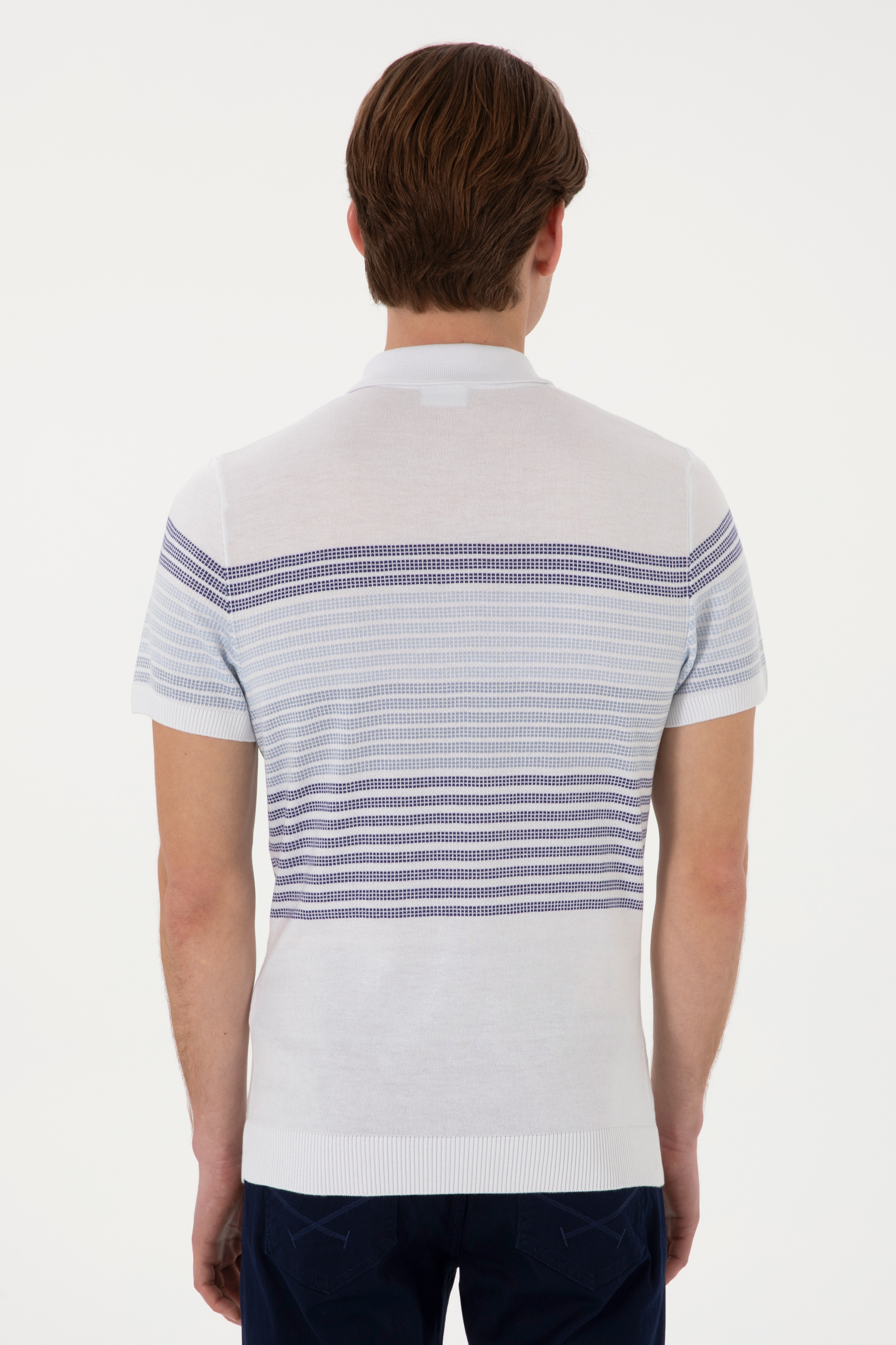 Erkek Slim Fit Polo Yaka İndigo Tişört