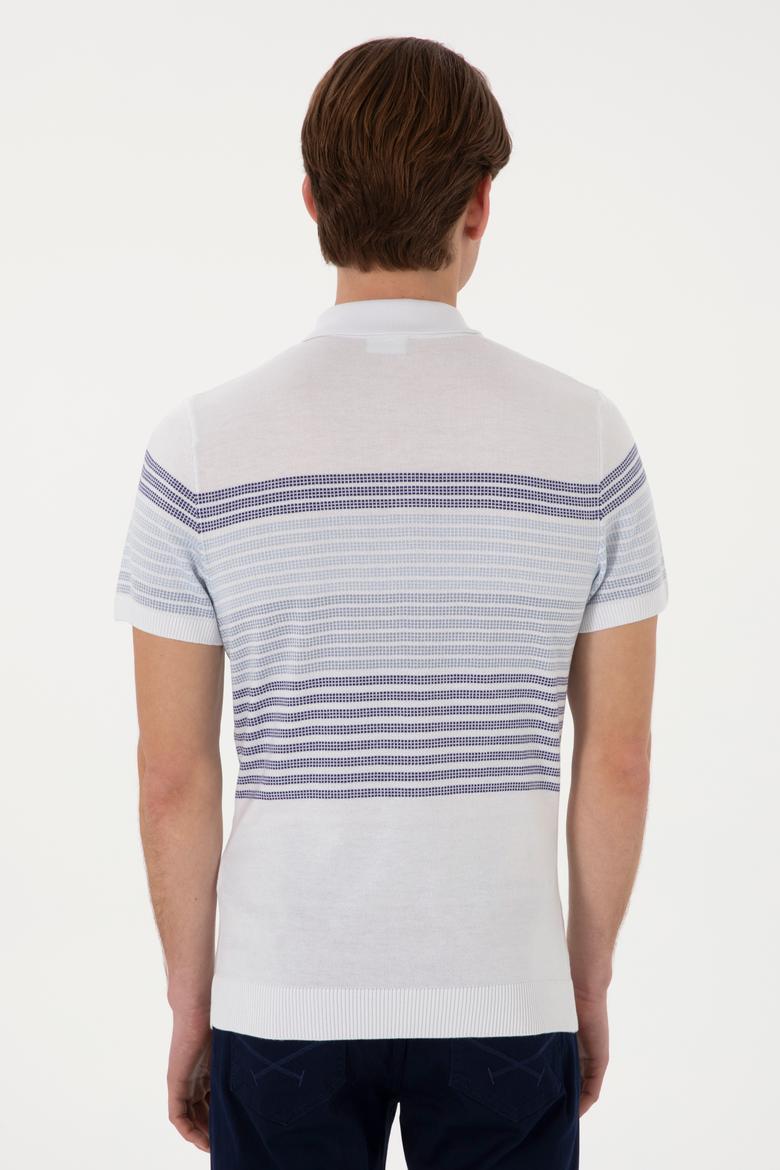 Erkek Slim Fit Polo Yaka İndigo Tişört - 50299410005