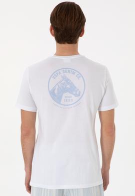 Erkek Regular Fit Bisiklet Yaka Beyaz Tişört - 50299544006