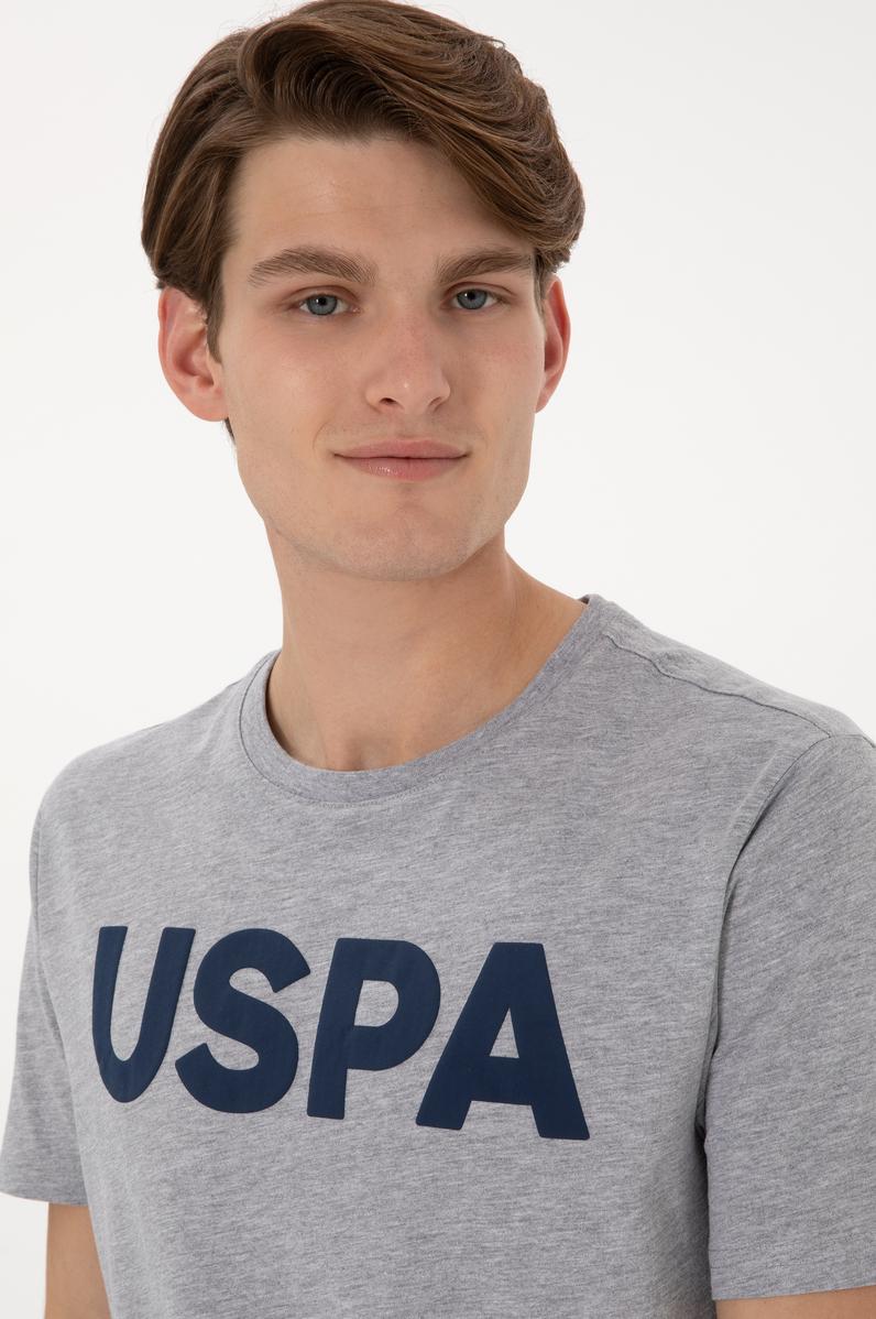 Erkek Regular Fit Bisiklet Yaka Gri Melanj Basic Tişört