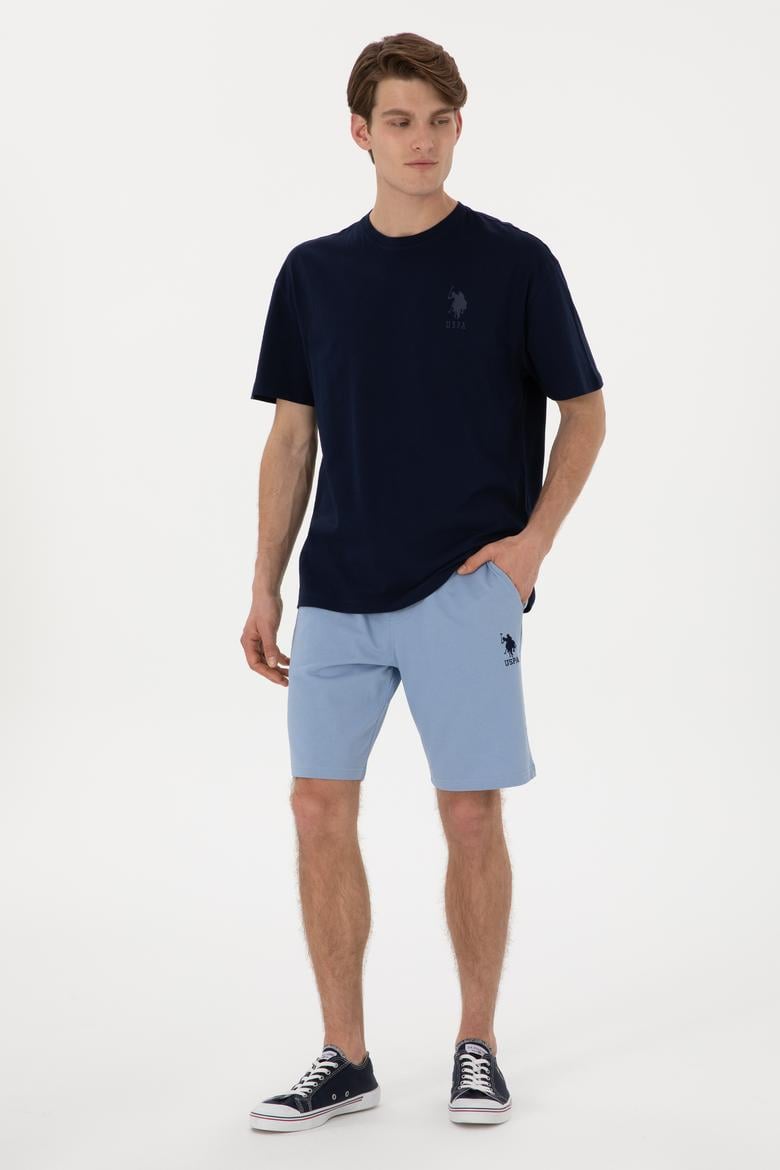 Erkek Mavi Örme Şort - 50298062077