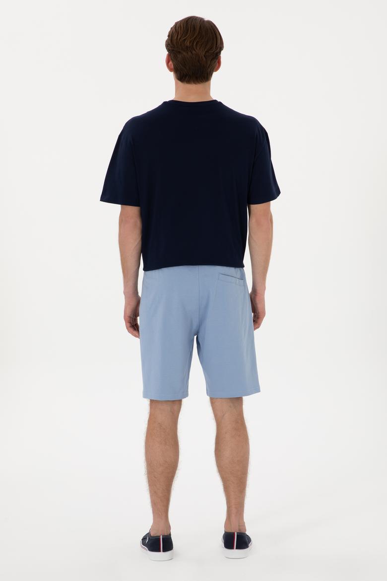 Erkek Mavi Örme Şort - 50298062077