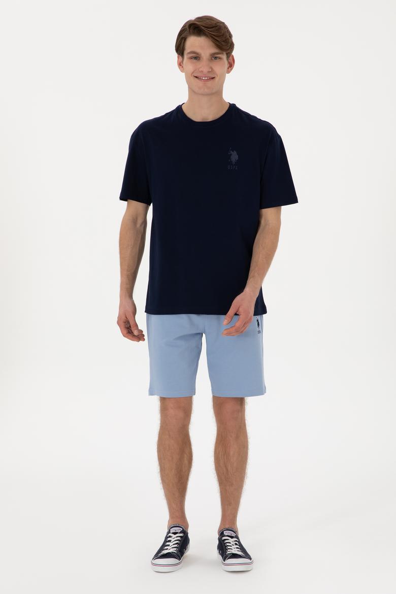 Erkek Mavi Örme Şort