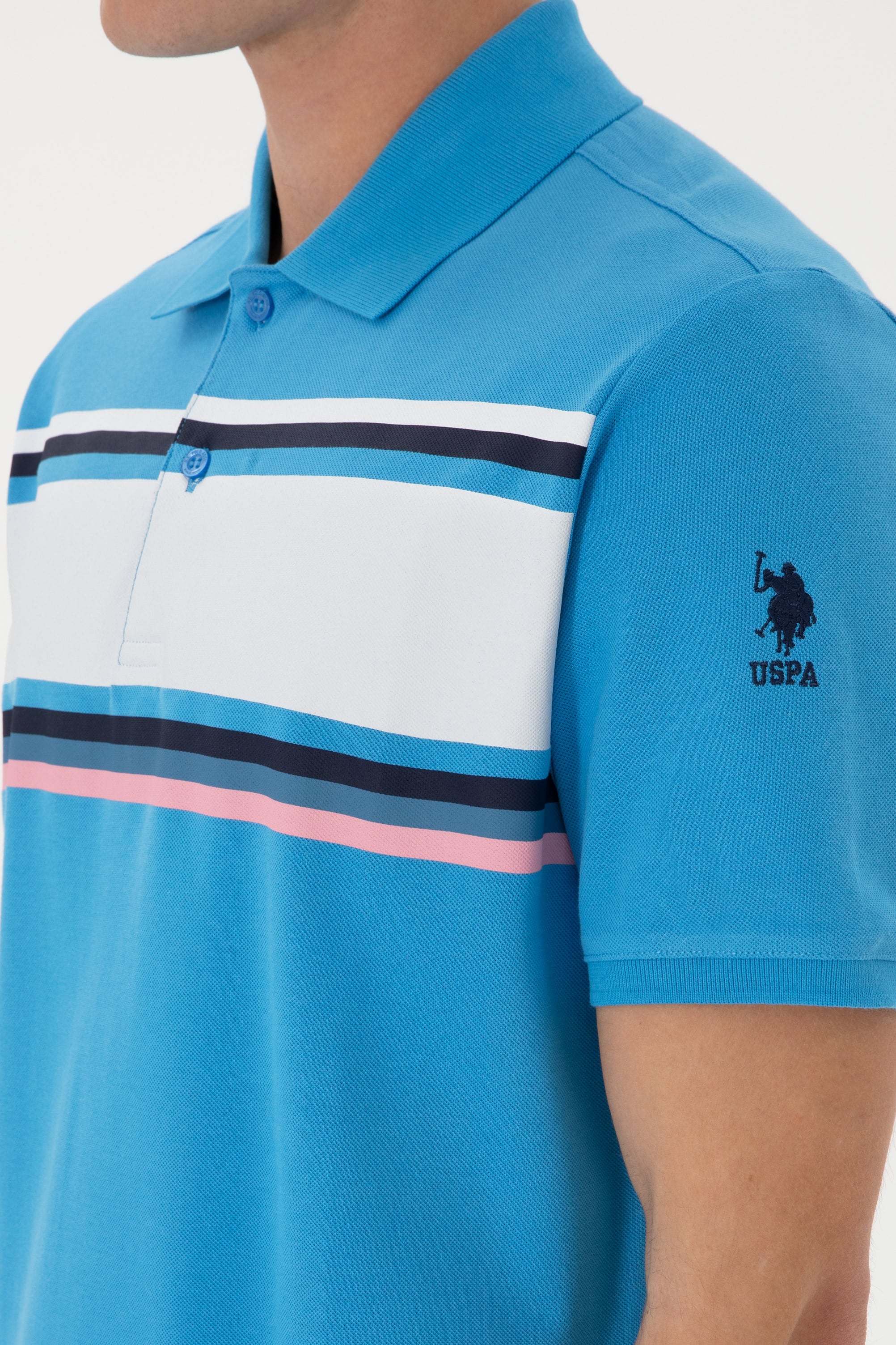Erkek Regular Fit Polo Yaka Turkuaz Tişört