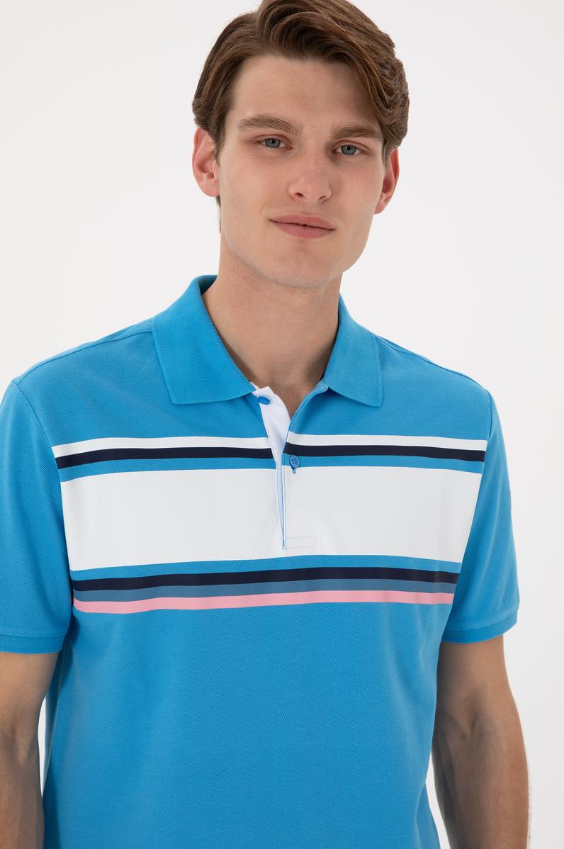 Erkek Regular Fit Polo Yaka Turkuaz Tişört